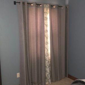 Set of 2 gray linen light filtering curtains